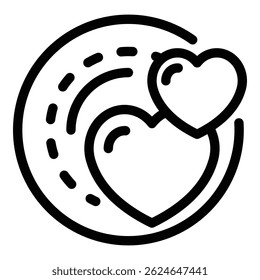 Hearts plate icon. Outline hearts plate vector icon for web design isolated on white background