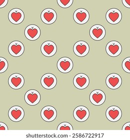 Hearts Playing Card Suit in Circle vector concept colored seamless pattern or background