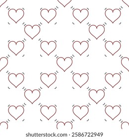 Hearts Playing Card Suit concept vector simple seamless pattern or background in thin line style