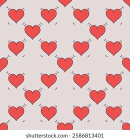 Hearts Playing Card Suit concept vector simple red seamless pattern or background