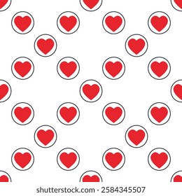 Hearts Playing Card Suit vector concept round solid seamless pattern or background 