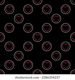 Hearts Playing Card Suit vector concept round linear seamless pattern or background