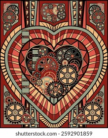 Hearts poker playing card art deco style, vector illustration