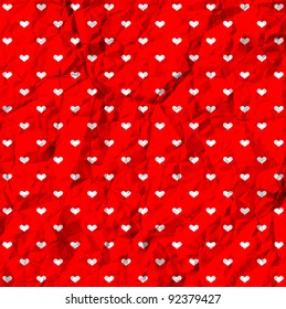 Hearts polka dot on the crumpled surface