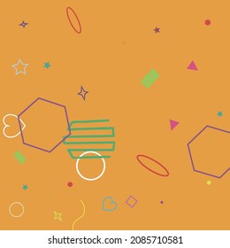 Hearts Polygonal Green Purple Simple Oval Circle Geometrical Design. Pink Orange Zigzag Yellow Colorful Wave Violet Design Pic. Red Blue Rectangle Bright Square Ring Stars Hipster Background.