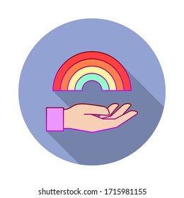 Hört, Stolz Tag lange Schattensymbol. Einfache farbige Vektorillustration von Welttagesymbolen für i und ux, website oder mobile Applikationen