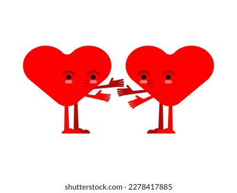 Hearts quarrels and reconciles. Two love are arguing. Concept of discord in relationships. Quarrel of lovers. couple reconcile