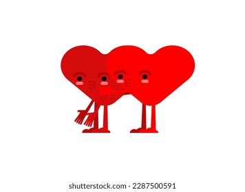 Hearts quarrels and reconciles. Two love are arguing. Concept of discord in relationships. Quarrel of lovers. couple reconcile