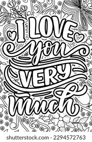 Hearts Quotes Design page, Adult Coloring page design, anxiety relief coloring book for adults. motivational quotes coloring pages design. inspirational words coloring book pages design.