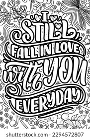 Hearts Quotes Design page, Adult Coloring page design, anxiety relief coloring book for adults. motivational quotes coloring pages design. inspirational words coloring book pages design.