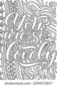 Hearts Quotes Design page, Adult Coloring page design, anxiety relief coloring book for adults. motivational quotes coloring pages design. inspirational words coloring book pages design.