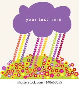 hearts rain and clouds speech bubbles. Children's vector illustration