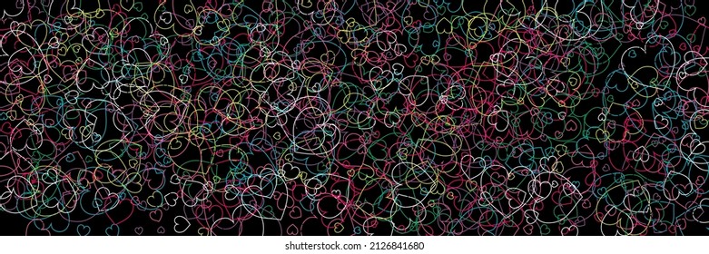 Hearts Rainbow Green Red Ornamental Fabrics. Pink Colorful Vector Blue White Romantic Background. Neon Transparent Multicolor Party Black Modern Design. Confetti Violet Purple Love Rainbow Print.