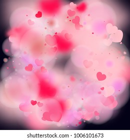 Hearts Random Background. St. Valentine's Day.   Romantic Scattered Hearts Texture. Love. Light, Bokhe, Magic Clouds, Moments.

 Design for Weddings, Anniversary, Mother's Day. 
