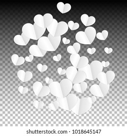 Hearts Random Background. St. Valentine's Day.   Romantic Scattered Hearts Texture. Love. Sweet Moment. Vector Illustration.
Element of Design for Cards, Banners, Posters, Flyers. 
