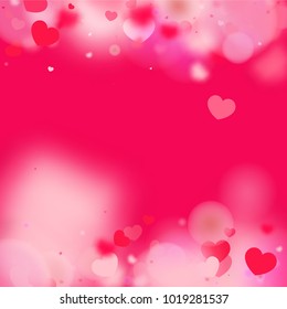 Hearts Random Background. St. Valentine's Day.   Romantic Scattered Hearts Texture. Love. Light, Bokhe, Magic Clouds, Moments.

 Design for Weddings, Anniversary, Mother's Day. 
