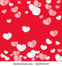 Hearts Random Background. St. Valentine's Day.   Romantic Scattered Hearts Texture. Love. Sweet Moment. Vector Illustration.

 Element of Design for Cards, Banners, Posters, Flyers. 
