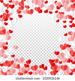 Hearts Random Background. St. Valentine's Day.   Romantic Scattered Hearts Texture. Love. Sweet Moment. Vector Illustration.

 Element of Design for Cards, Banners, Posters, Flyers. 
