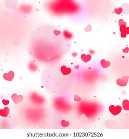 Hearts Random Background. St. Valentine's Day.   Romantic Scattered Hearts Design Element. Love. Light, Bokhe, Magic Clouds, Moments.

 Design for Weddings, Anniversary, Mother's Day. 
