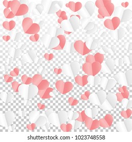Hearts Random Background. St. Valentine's Day.   Romantic Scattered Hearts Wallpaper. Love. Sweet Moment. Vector Illustration.

 Design for Weddings, Anniversary, Mother's Day. 
