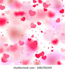 Hearts Random Background. St. Valentine's Day.   Romantic Scattered Hearts Wallpaper. Love. Light, Bokhe, Magic Clouds, Moments.

 Element of Design for Cards, Banners, Posters, Flyers. 
