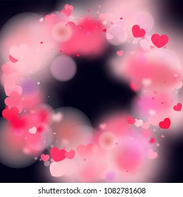 Hearts Random Background. St. Valentine's Day.   Romantic Scattered Hearts Design Element. Love. Light, Bokhe, Magic Clouds, Moments.

 Element of Design for Cards, Banners, Posters, Flyers. 

