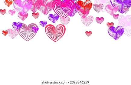Hearts Random Background. St. Valentine's Day. Romantic Scattered Hearts Wallpaper.  Amour icons wallpaper. Cartoon confetti love symbols holiday pattern.