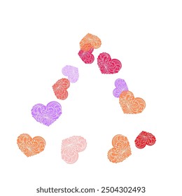 Hearts Random Background. St. Valentine's Day. Romantic Scattered Hearts Wallpaper. Vector illustration.