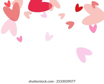 Hearts Random Background. St. Valentine's Day. Romantic Scattered Hearts Wallpaper.  Valentine's Day. Symbol of love. Copy space.