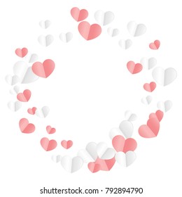 Hearts Random Background. St. Valentine's Day.   Romantic Scattered Hearts Texture. Love. Sweet Moment. Vector Illustration.

 Design for Weddings, Anniversary, Mother's Day. 
