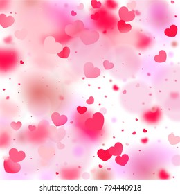 Hearts Random Background. St. Valentine's Day.   Romantic Scattered Hearts Wallpaper. Love. Light, Bokhe, Magic Clouds, Moments.

 Element of Design for Cards, Banners, Posters, Flyers. 
