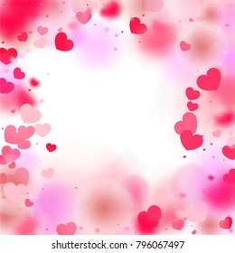 Hearts Random Background. St. Valentine's Day.   Romantic Scattered Hearts Texture. Love. Light, Bokhe, Magic Clouds, Moments.

 Design for Weddings, Anniversary, Mother's Day. 
