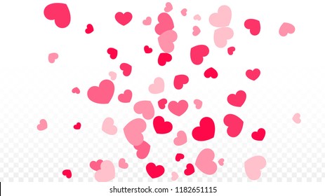 Hearts Random Falling Background. St. Valentine's Day pattern. Romantic Scattered Hearts Design Element. Vector Illustration. Cute Element of Design for Posters.