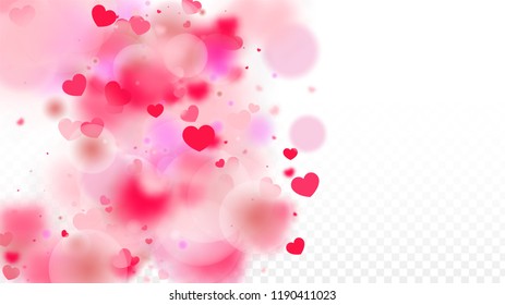 Hearts Random Falling Background. St. Valentine's Day pattern. Romantic Scattered Hearts Design Element. Vector Illustration. Cute Element of Design for Banners.