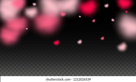 Hearts Random Falling Background. St. Valentine's Day pattern. Romantic Scattered Hearts Design Element. Vector Illustration. Cute Element of Design for Banners.