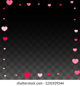 Hearts Random Falling Background. St. Valentine's Day pattern. Romantic Scattered Hearts Texture. Vector Illustration. Cute Element of Design for Banners.