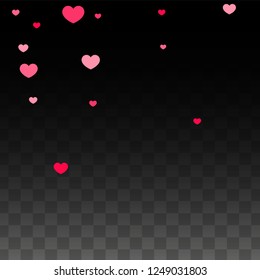 Hearts Random Falling Background. St. Valentine's Day pattern. Romantic Scattered Hearts Wallpaper. Vector Illustration. Cute Element of Design for Birthday Party.