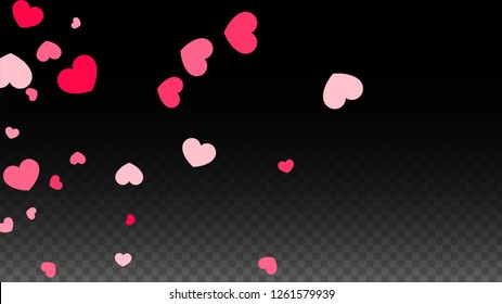 Hearts Random Falling Background. St. Valentine's Day pattern. Romantic Scattered Hearts Texture. Vector Illustration. Cute Element of Design for Posters.