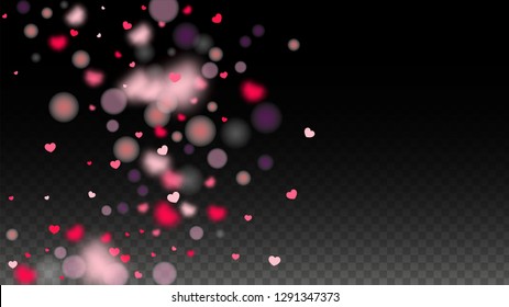 Hearts Random Falling Background. St. Valentine's Day pattern. Romantic Scattered Hearts Design Element. Vector Illustration. Cute Element of Design for Anniversary.