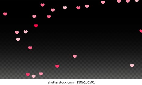 Hearts Random Falling Background. St. Valentine's Day pattern. Romantic Scattered Hearts Texture. Vector Illustration. Cute Element of Design for Banners.