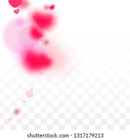 Hearts Random Falling Background. St. Valentine's Day pattern. Romantic Scattered Hearts Wallpaper. Vector Illustration. Cute Element of Design for Cards.
