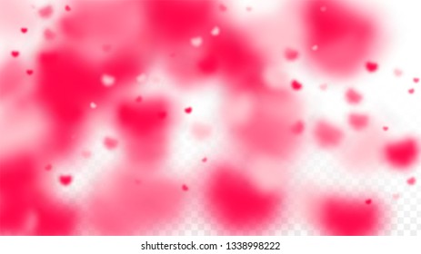 Hearts Random Falling Background. St. Valentine's Day pattern. Romantic Scattered Hearts Wallpaper. Vector Illustration. Cute Element of Design for Weddings.