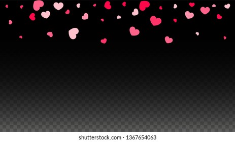 Hearts Random Falling Background. St. Valentine's Day pattern. Romantic Scattered Hearts Wallpaper. Love. Sweet Moment. Gift. Cute Element of Design for Sales or Celebration.
