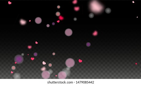 Hearts Random Falling Background. St. Valentine's Day pattern. Romantic Scattered Hearts Design Element. Vector Illustration. Cute Element of Design for Sales or Celebration.