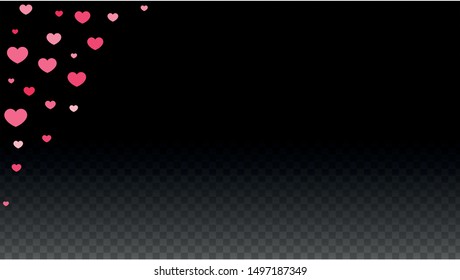Hearts Random Falling Background. St. Valentine's Day pattern. Romantic Scattered Hearts Design Element. Vector Illustration. Cute Element of Design for Sales or Celebration.