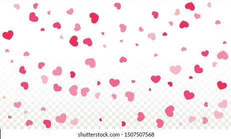 Hearts Random Falling Background. St. Valentine's Day pattern. Romantic Scattered Hearts Texture. Love. Sweet Moment. Gift. Cute Element of Design for Anniversary.