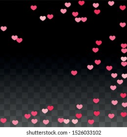 Hearts Random Falling Background. St. Valentine's Day pattern. Romantic Scattered Hearts Texture. Love. Sweet Moment. Gift. Cute Element of Design for Anniversary.