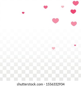 Hearts Random Falling Background. St. Valentine's Day pattern. Romantic Scattered Hearts Texture. Vector Illustration. Cute Element of Design for Banners.