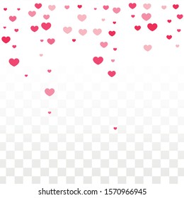 Hearts Random Falling Background. St. Valentine's Day pattern. Romantic Scattered Hearts Texture. Vector Illustration. Cute Element of Design for Posters.