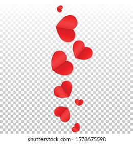 Hearts Random Falling Background. St. Valentine's Day pattern. Romantic Scattered Hearts Design Element. Love. Sweet Moment. Gift. Cute Element of Design for Posters.